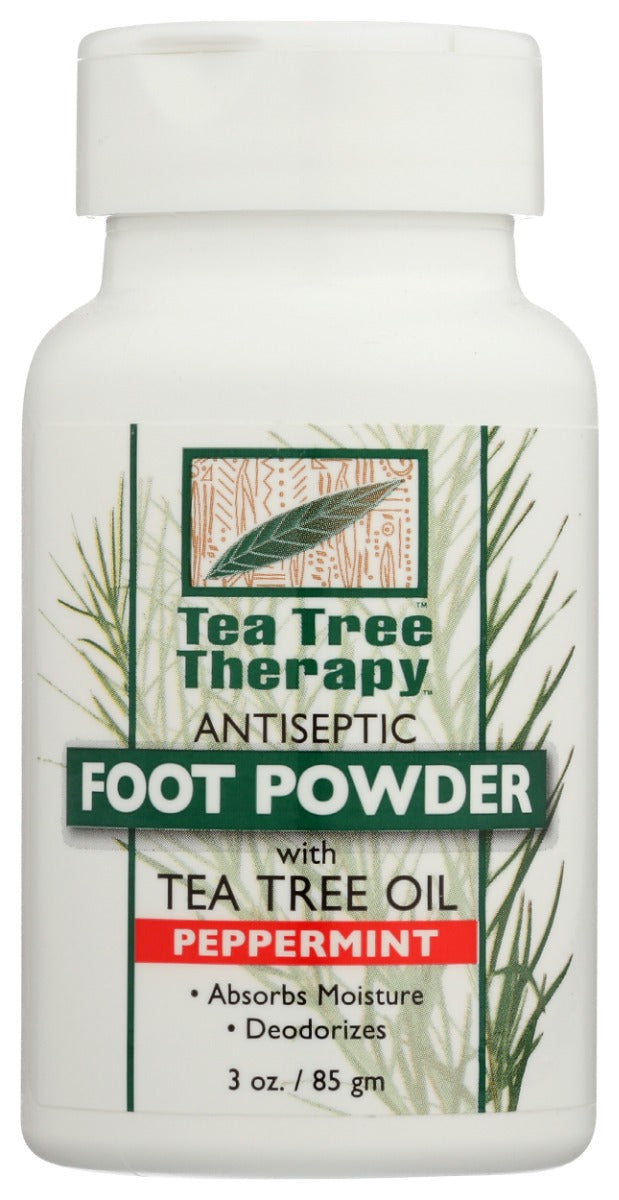 TEA TREE THERAPY: Peppermint Antiseptic Foot Powder, 3 oz