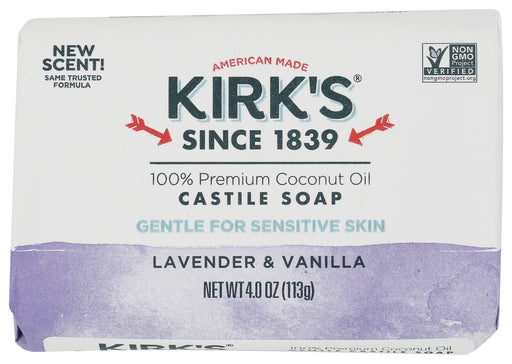 KIRKS: Castile Bar Soap Lavender and Vanilla, 4 oz