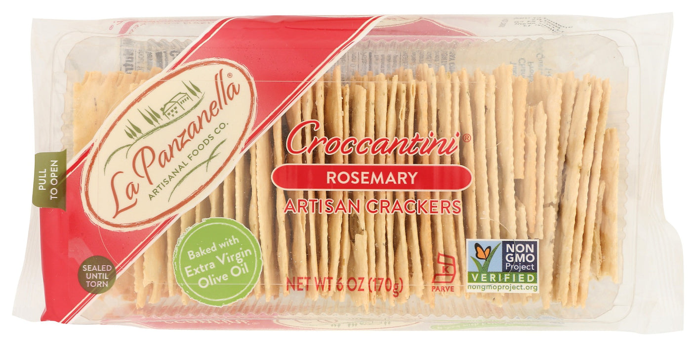 With their fragrant aroma, our popular Mini Rosemary Croccantini® arouse memories of kitchen herb gardens and rustic Italian baking.  With the heady flavor of rosemary and a hint of sea salt they are tasty enough to eat alone, or pair with rich cheeses, hummus, or dry salami.