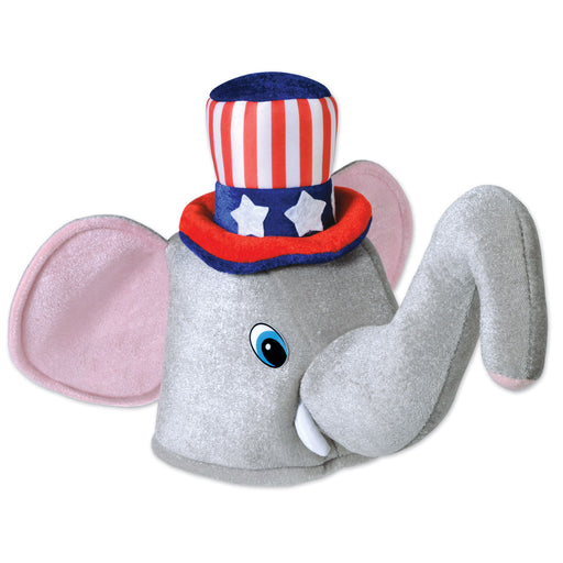 Plush Patriotic Elephant Hat – (1/Card) by Beistle for Patriotic Plush