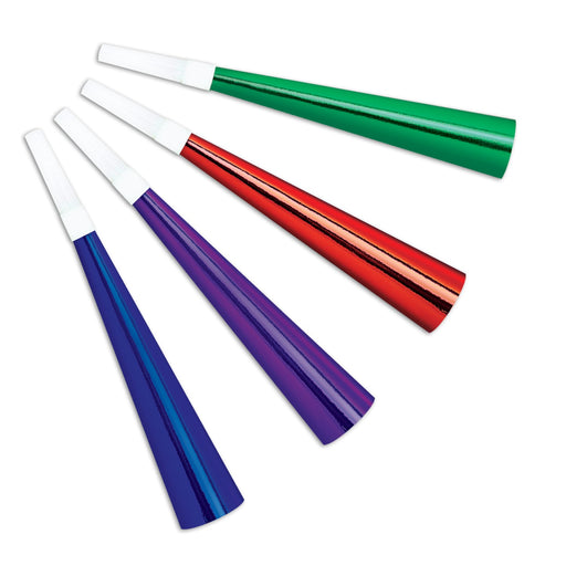 Pkgd Foil Party Horns – 9" – (4/Pkg) by Beistle for General Occasion Foil Horns