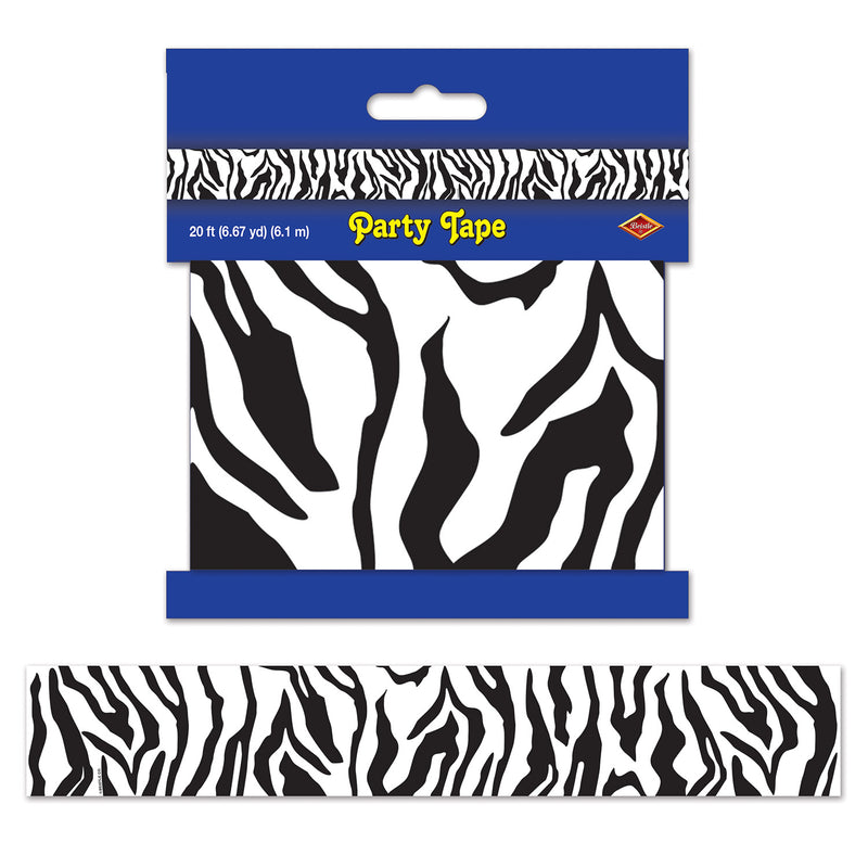 Zebra Print Party Tape – 3" x 20' – (1/Card) by Beistle for Jungle Poly