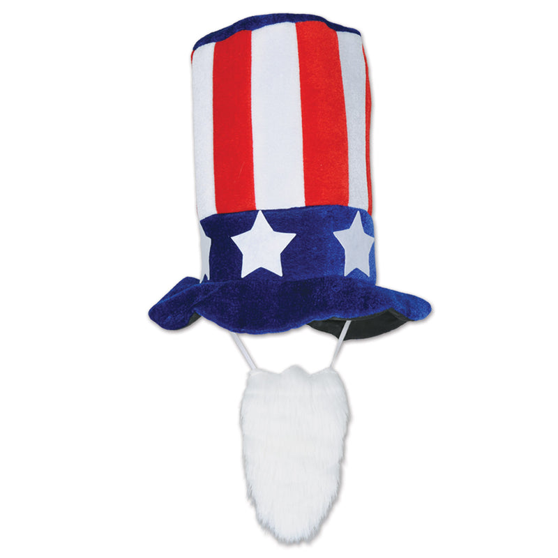 Plush Patriotic Hat w/Beard – (1/Card) by Beistle for Patriotic Plush