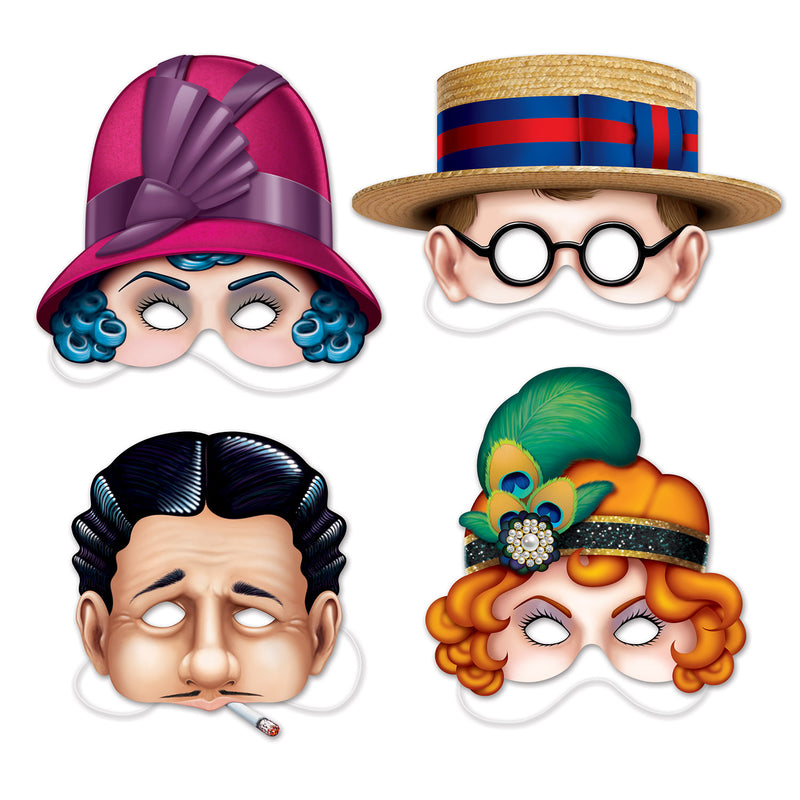 20's Masks – 9¾" - 13½" – (4/Pkg)