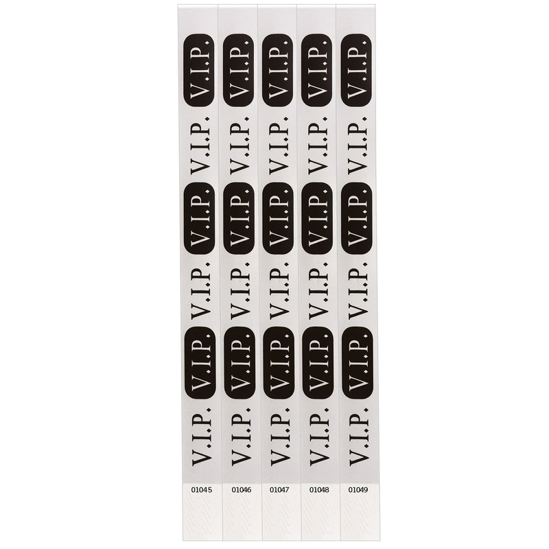 Silver V.I.P. Wristbands – ¾" x 10" – (100/Pkg) by Beistle for General Occasion Wristbands