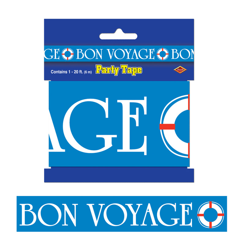 Bon Voyage Party Tape – 3" x 20' – (1/Card) by Beistle for Nautical Poly