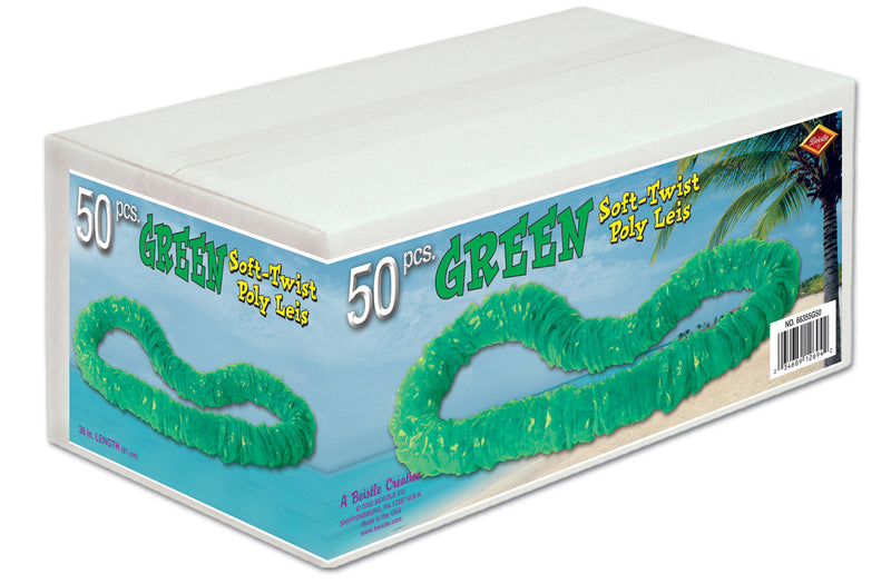 Soft-Twist Poly Leis w/Labeled Carton – 1½"x36" – (50/Box)