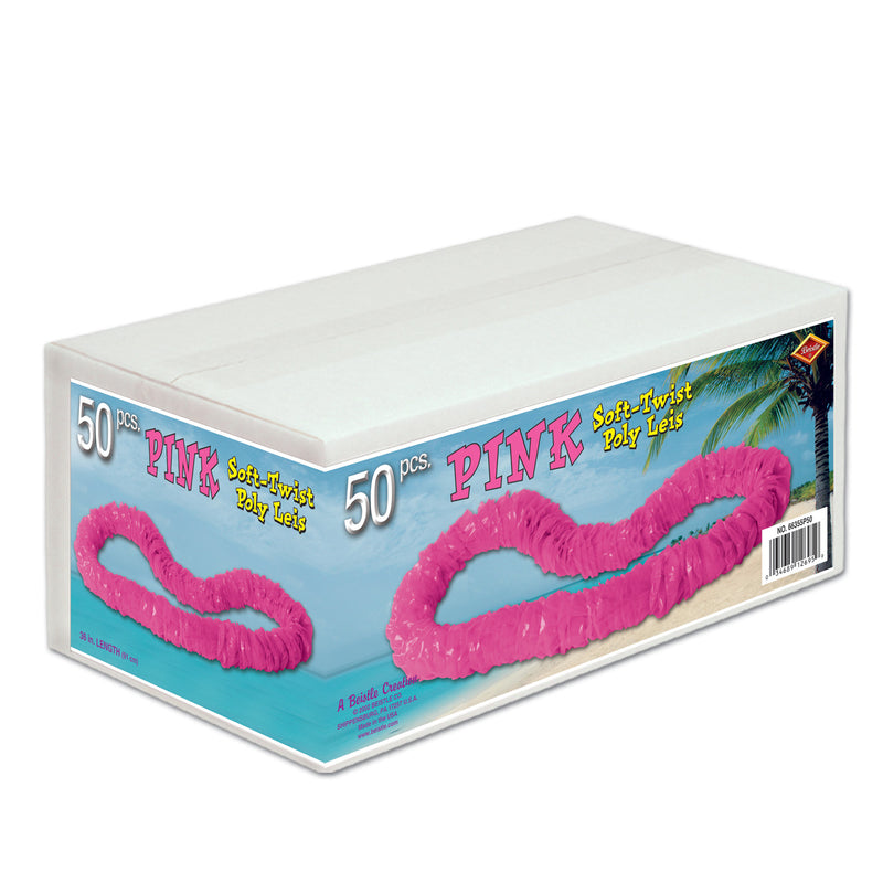 Soft-Twist Poly Leis w/Labeled Carton – 1½" x 36" – (50/Box)