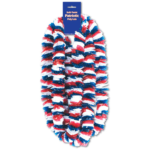 Soft-Twist Patriotic Poly Leis – 2" x 36" – (4/Card) by Beistle for Patriotic Poly Leis