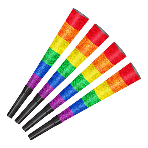 Pkgd Pride Horns – 9" – (4/Pkg) by Beistle for New Years Paper Horns