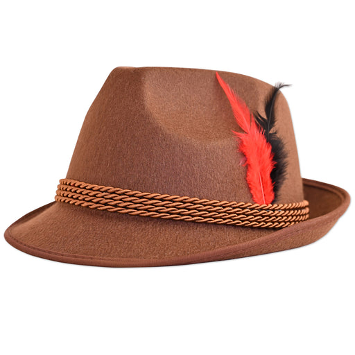 Brown Alpine Hat by Beistle for Oktoberfest Felt