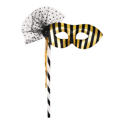 Party Mask w/Stick by Beistle for Mardi Gras Novelty