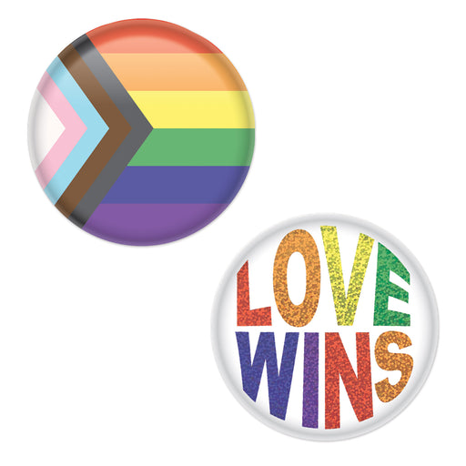Pride Buttons – 2" – (2/Pkg) by Beistle for Rainbow Printed Buttons