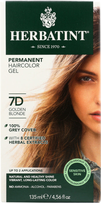 HERBATINT: Permanent Hair Color Gel 7D Golden Blonde, 4.56 oz