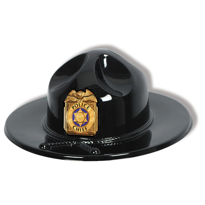 Black Plastic Trooper Hat by Beistle for Crime Scene Plastic