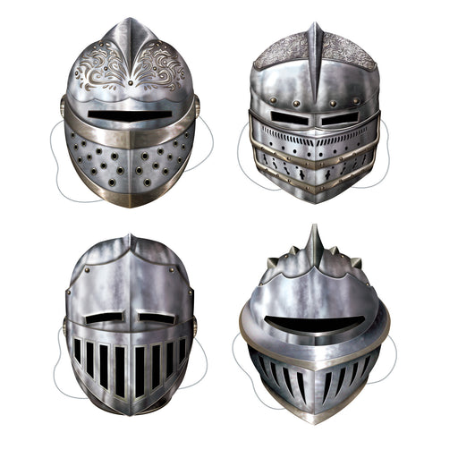 Knight Masks – 12"-13¼" – (4/Pkg) by Beistle for Medieval Printed