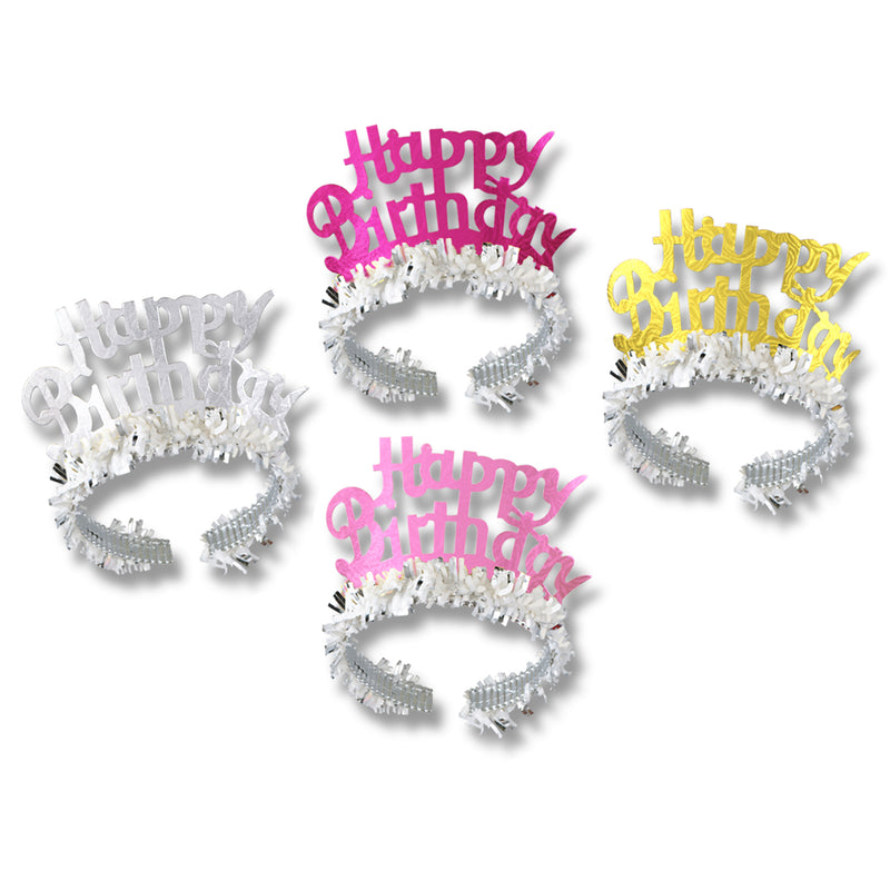 Happy Birthday Tiaras w/Fringe by Beistle for Birthday Fringed