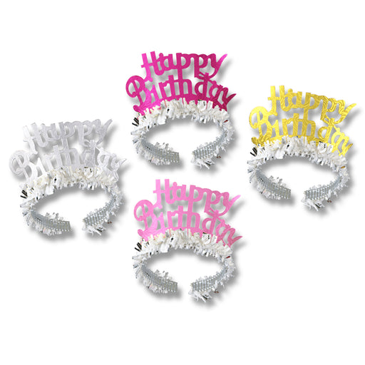 Happy Birthday Tiaras w/Fringe by Beistle for Birthday Fringed
