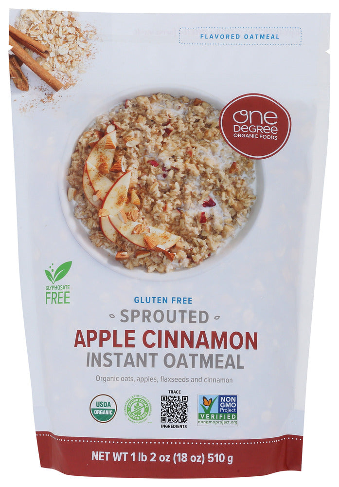 ONE DEGREE: Oatmeal Instnt Apple Cinn, 18 oz