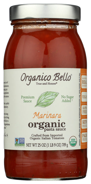 Our Marinara pasta sauce combines just the right amount of sauteed, organic garlic with delicious, organic Italian plum tomatoes. The savory sauce goes well on meat and fish and adds the perfect amount of flavor to your pasta and soup.