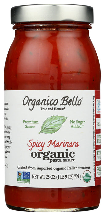 ORGANICO BELLO: Organic Pasta Sauce Spicy Marinara, 25 oz