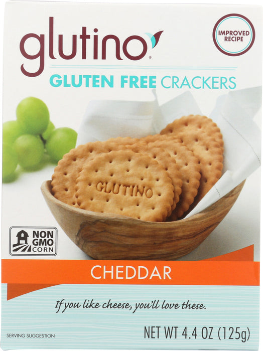 GLUTINO: Gluten Free Crackers Cheddar, 4.4 oz