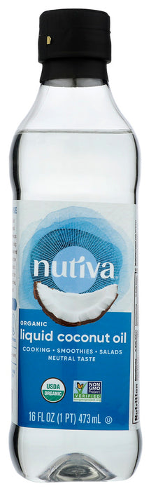 NUTIVA: Liquid Coconut Oil Classic Glass, 16 oz