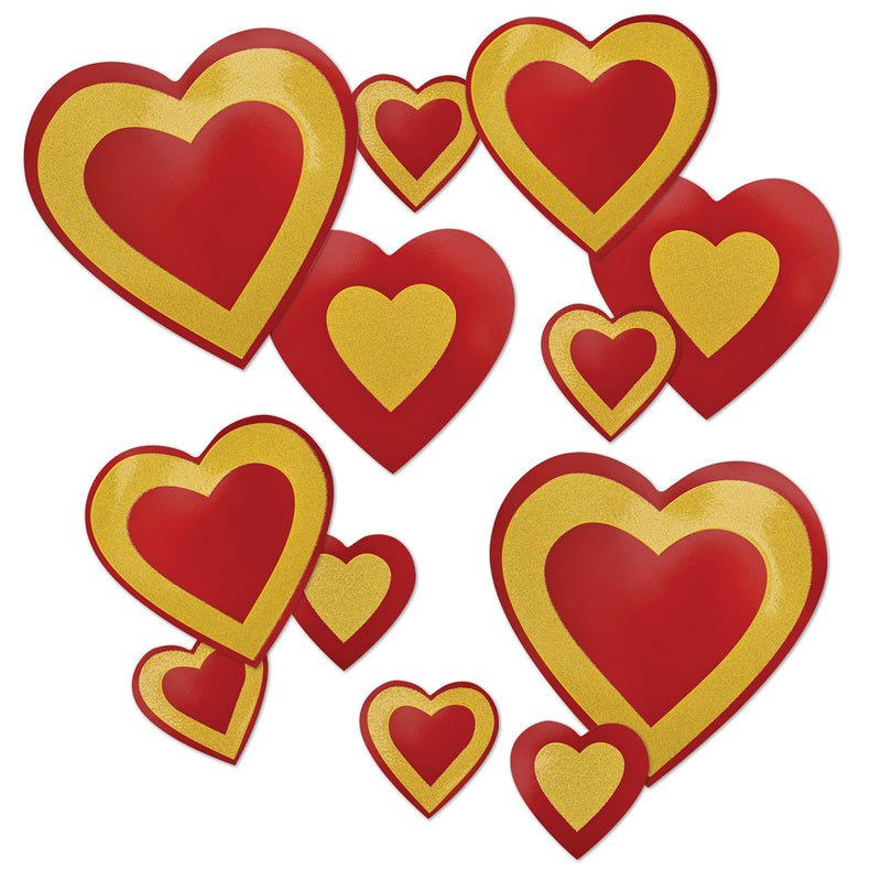 Glittered Heart Cutouts – Asstd – (12/Pkg)