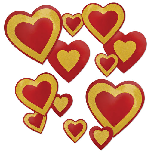 Glittered Heart Cutouts – Asstd – (12/Pkg) by Beistle for Valentines Glittered