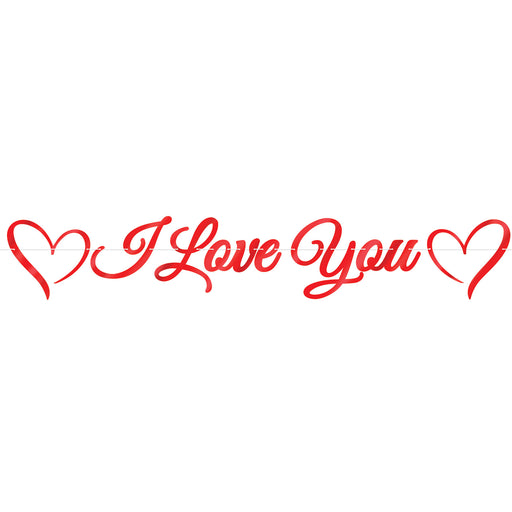 Foil I Love You Streamer – 11" x 6' – (1/Pkg) by Beistle for Valentines Streamers