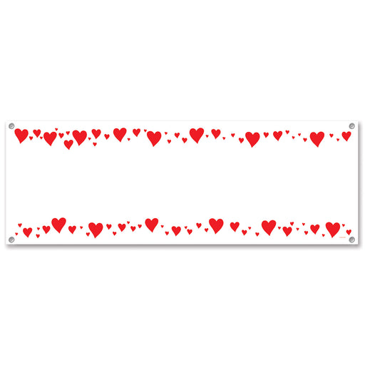 Hearts Sign Banner – 5' x 21" – (1/Pkg) by Beistle for Valentines All-Weather