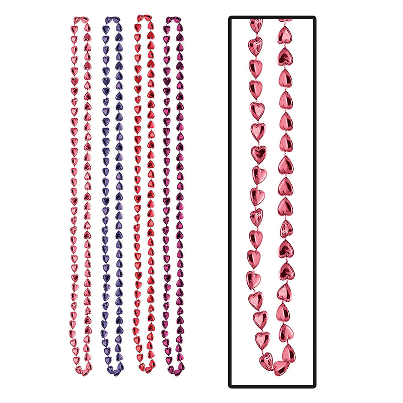 Candy Heart Beads – 33" – (4/Card) by Beistle for Valentines Novelty Beads