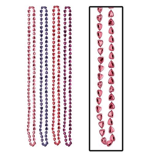 Candy Heart Beads – 33" – (4/Card) by Beistle for Valentines Novelty Beads