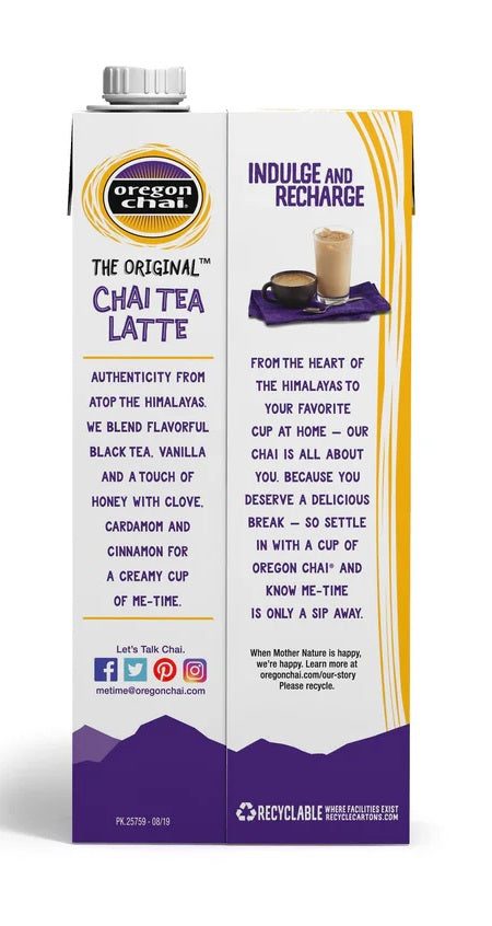 OREGON CHAI: Tea Chai Latte Sugar Free Original, 32 oz