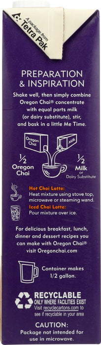 OREGON CHAI: Tea Chai Latte Sugar Free Original, 32 oz