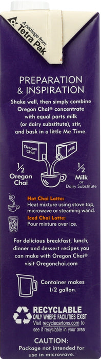 OREGON CHAI: Slightly Sweet Original Chai Tea Latte Concentrate, 32 oz
