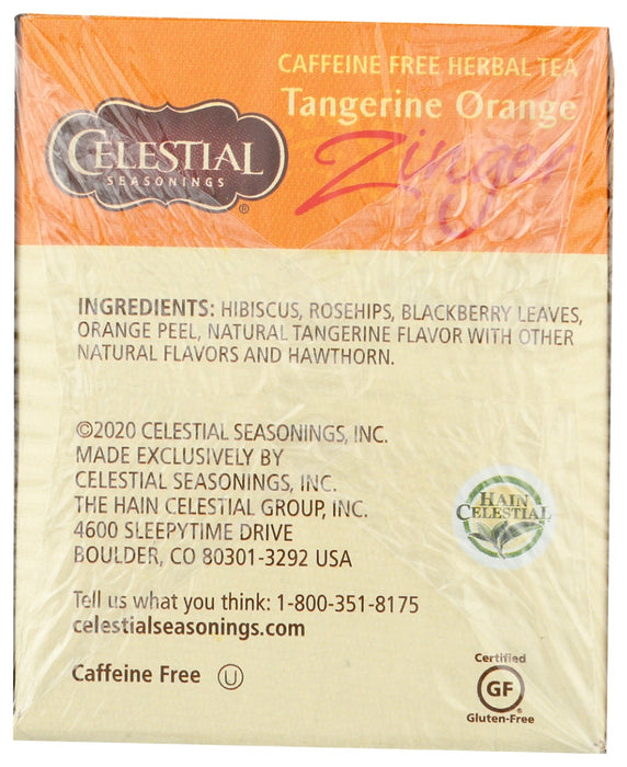 CELESTIAL SEASONINGS: Tangerine Orange Zinger Herbal Tea Caffeine Free 20 Tea Bags, 1.7 oz