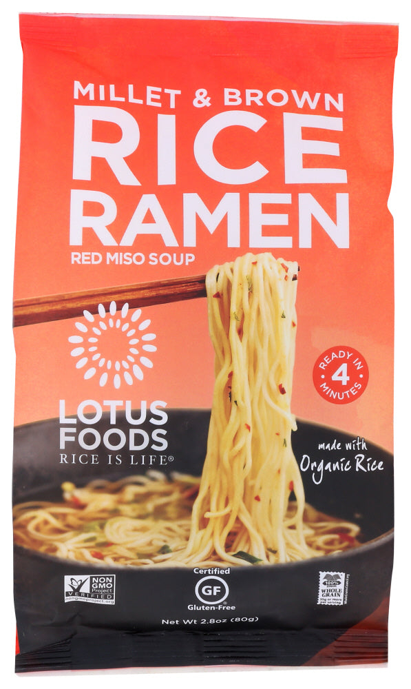 LOTUS FOODS: Millet Brown Rice Ramen With Red Miso Soup, 2.8 oz