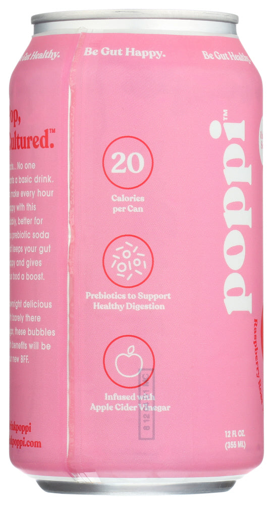 POPPI: Raspberry Rose Prebiotic Soda, 12 fo