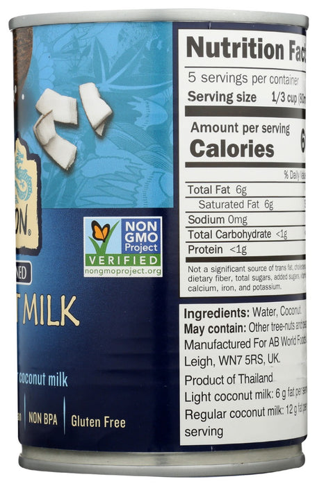 BLUE DRAGON: Unsweetened Coconut Milk Light, 13.5 oz