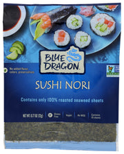 Sushi Nori is dried and roasted seaweed used to wrap rice when making sushi.  Not only is it rich in ˜natural umami' flavor, it can be used in many ways beyond traditional sushi rolls! It's delicious simply torn into strips and used in salads or noodle dishes.