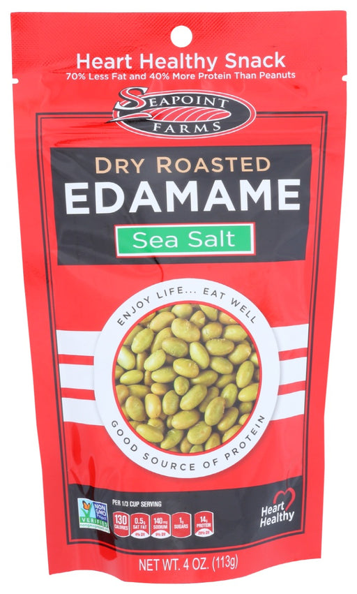 Seapoint Farms Dry Roasted Edamame (ed-ah-mah-may) is healthy and delicious and packed with plant based protein and fiber. Our Dry Roasted Edamame contains all the essential amino acids, is naturally cholesterol free and contains no trans fat. These nutty and crunchy roasted green gems are great as a healthy snack, salad topper or just add them to your yogurt or favorite trail mix. Seapoint Farms believes that you can enjoy snacking without sacrificing taste or nutrition. Enjoy!