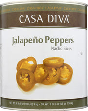 Casa Diva Sliced Jalapeno Peppers bring a spicy flavor to meals and party snacks.