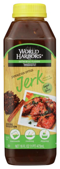 WORLD HARBORS: Jamaican Style Jerk Marinade & Sauce, 16 Oz