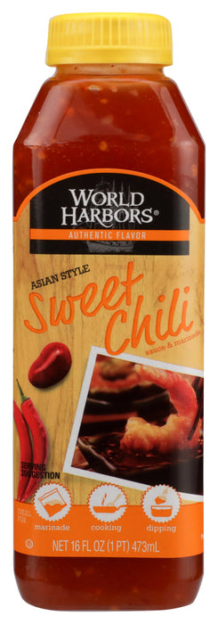 WORLD HARBORS: Sauce Asian Style Sweet Chilli Medium Heat, 16 oz