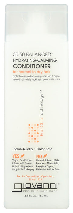 It's half of this and half of that. The perfect mix, the perfect match. That's what you'll get with Giovanni®'s 50:50 BALANCED conditioner. Ideal for reawakening dry hair to the wonders of clarifying and moisturizing, this conditioner works its magic on a daily basis. A blend of organic ingredients and protection factors make dull hair the life of the party. Shine says glow for it.