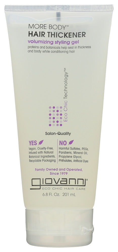 Thin hair needs thickness, a thickness you can see and feel, with split ends ready to seal. More Body Hair Thickener lives up to every part of its name. Work this effective gel through hair and feel the difference; watch hair become full and thick. Suddenly you have more body exactly where you neet it, when you want it. Style with this gel, revel in the thick of it.