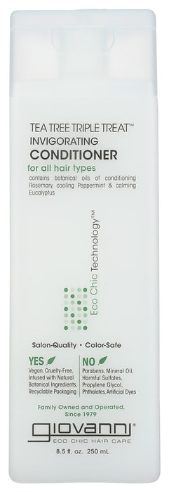 You expect a conditioner to moisturize, smooth, and detangle. You expect it to create a silky, sexy feel. You probably don't expect it to make you tingle all over. With TEA TREE TRIPLE TREAT Invigorating Conditioner, an incredible plethora of stimulating ingredients provides all that plus a real treat for hair: excitement. Who knew that conditioning could be so top of mind? Peppermint scented.