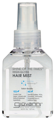 SHINE OF THE TIMES silicone shine mist for hair creates gloss that rocks, with a smooth surface that talks. What's it say? You've got it going on!
This Giovanni hair mist will not dull, strip color, or damage your hair. It's color-safe, paraben-free, and cruelty-free.