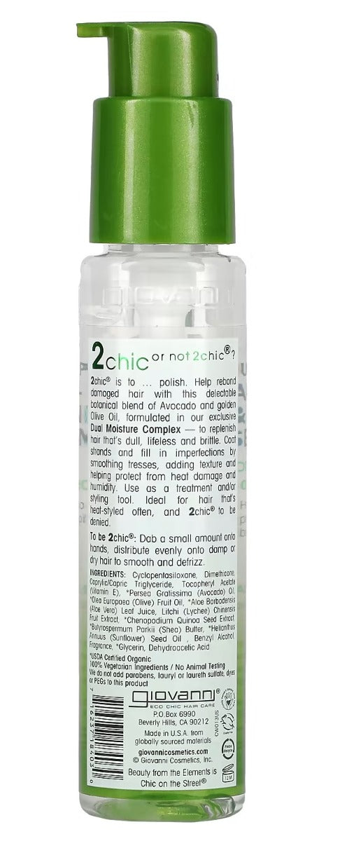 GIOVANNI COSMETICS: 2chic Ultra-Moist Super Potion Anti-Frizz Binding Serum Avocado & Olive Oil, 1.8 oz